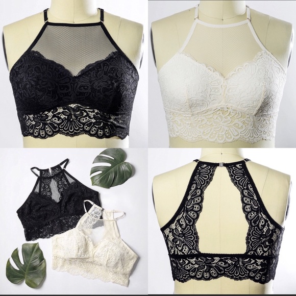 Victorian High Neck Mesh PlusSize Bralette Top - Picture 3 of 3